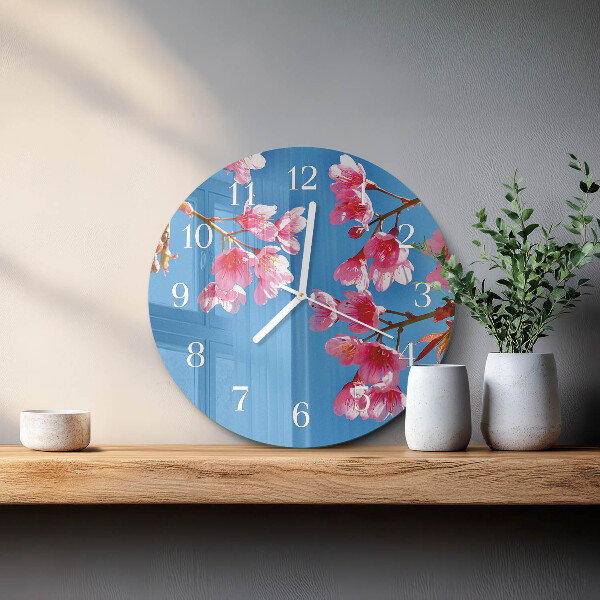 Glas wanduhr Blumen