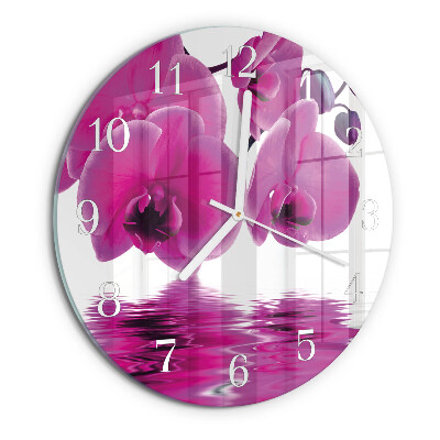 Glas wanduhr Orchidee