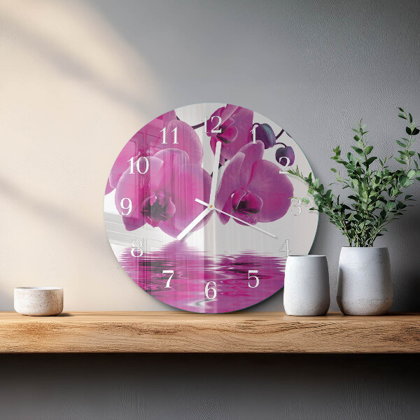 Glas wanduhr Orchidee