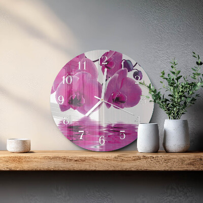 Glas wanduhr Orchidee