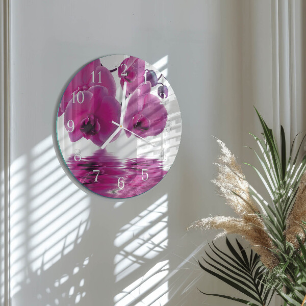 Glas wanduhr Orchidee