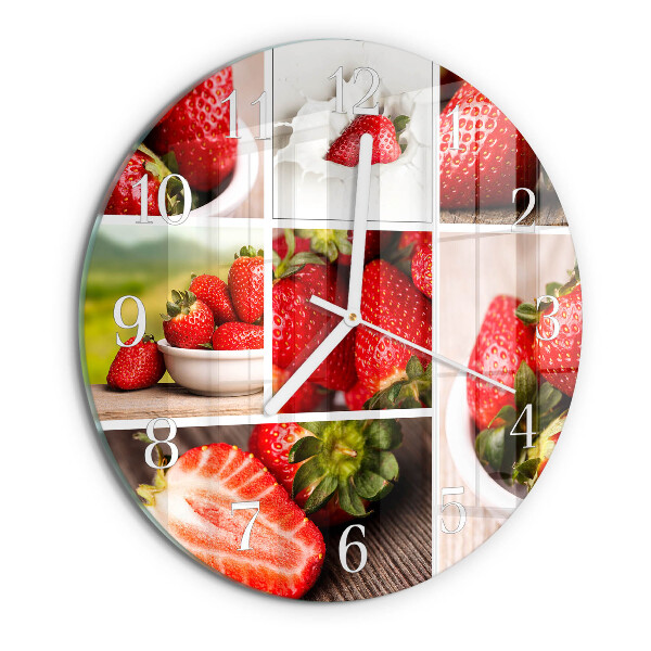 Glas wanduhr Erdbeeren