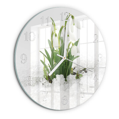 Glas wanduhr Schneeglöckchen