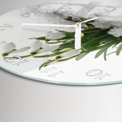 Glas wanduhr Schneeglöckchen