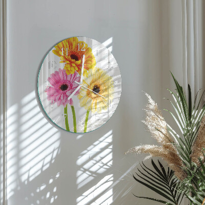 Glas wanduhr Blumen