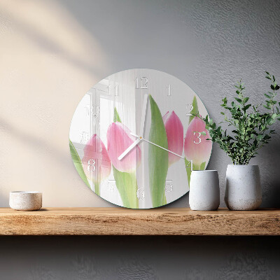 Glas wanduhr Tulpen