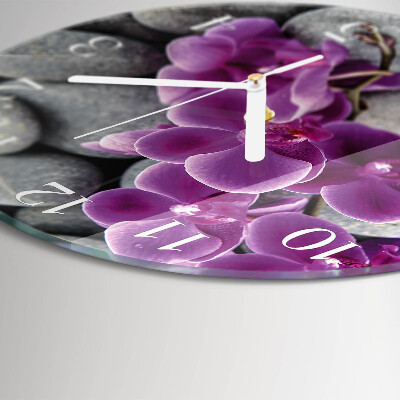 Glas wanduhr Orchideensteine