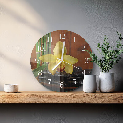 Glas wanduhr Bambusorchidee
