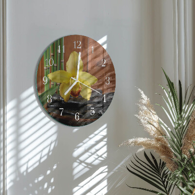 Glas wanduhr Bambusorchidee