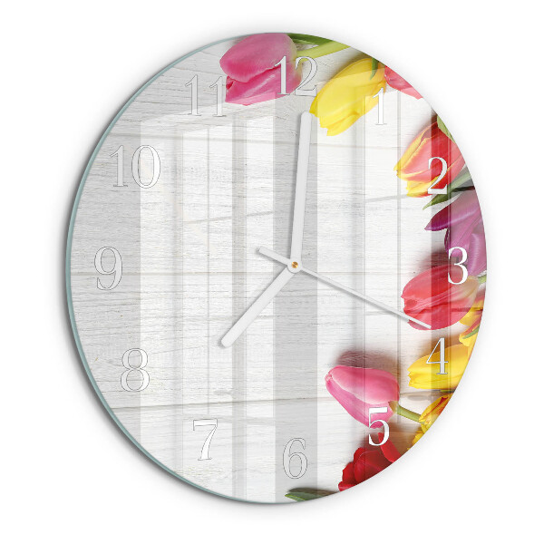 Glas wanduhr Tulpen