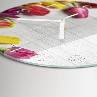 Glas wanduhr Tulpen