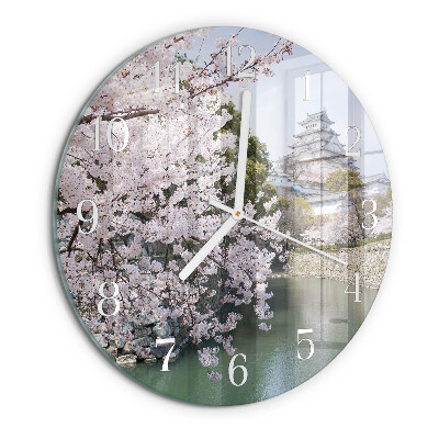 Glas wanduhr Kirschbäume