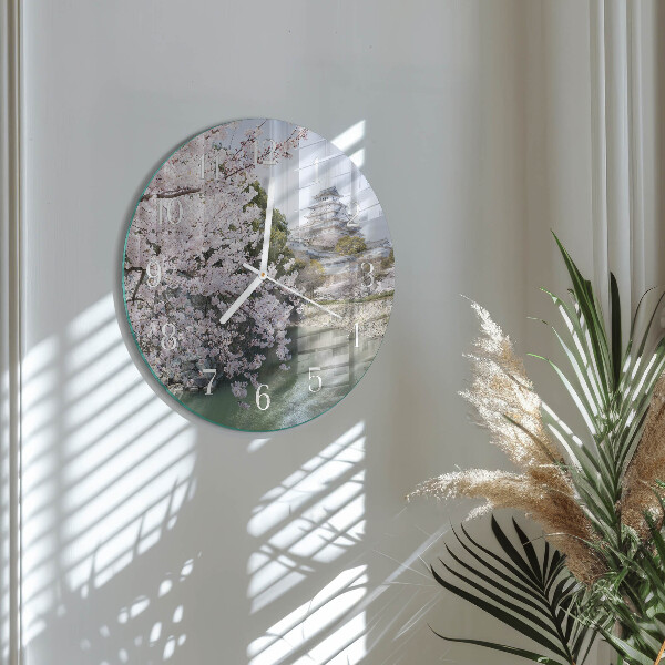 Glas wanduhr Kirschbäume