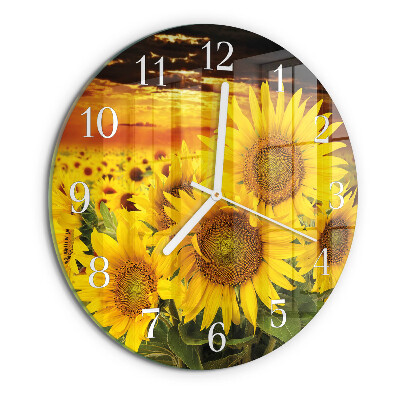 Glas wanduhr Sonnenblumen
