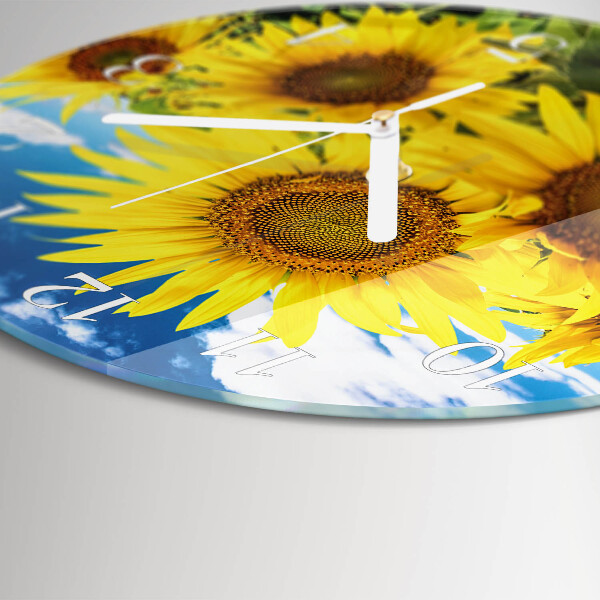 Glas wanduhr Sonnenblumen
