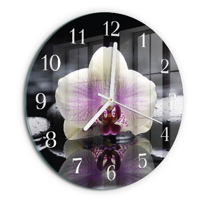 Glas wanduhr Orchidee