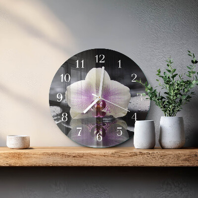 Glas wanduhr Orchidee