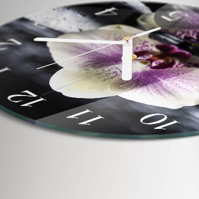 Glas wanduhr Orchidee