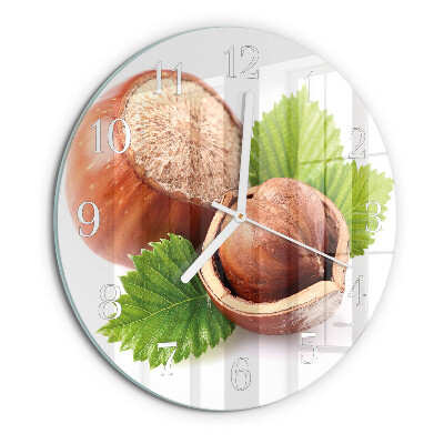 Glas wanduhr Haselnüsse
