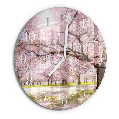 Glas wanduhr Kirschbäume