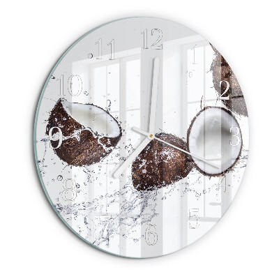 Glas wanduhr Kokosnüsse