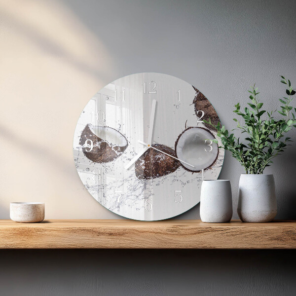 Glas wanduhr Kokosnüsse
