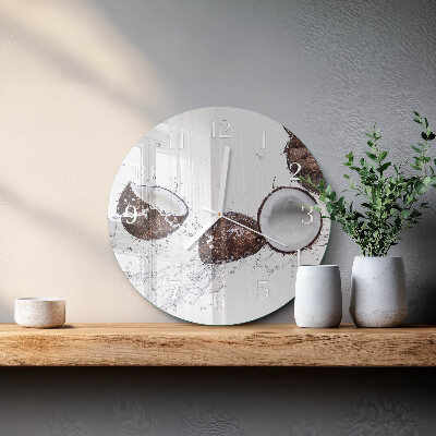Glas wanduhr Kokosnüsse