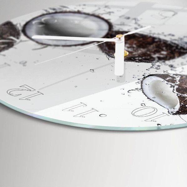 Glas wanduhr Kokosnüsse