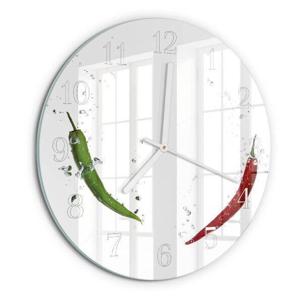 Glas wanduhr Chilischoten