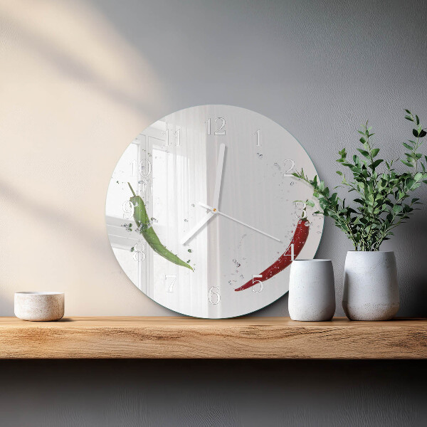 Glas wanduhr Chilischoten