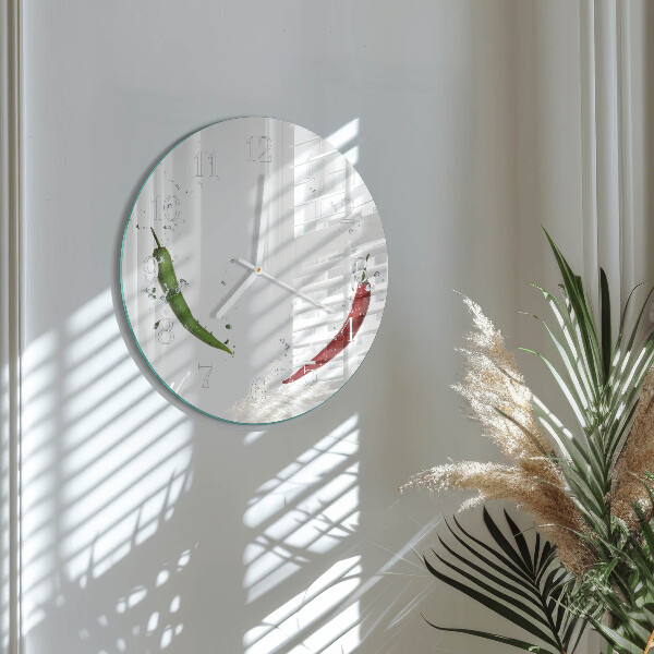 Glas wanduhr Chilischoten