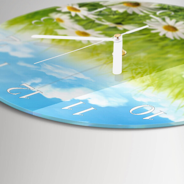 Glas wanduhr Wiese