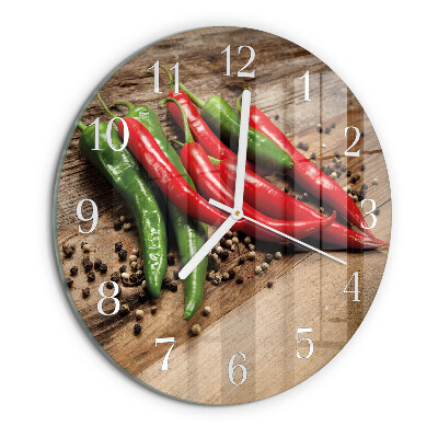 Glas wanduhr Chilischoten