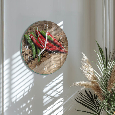 Glas wanduhr Chilischoten