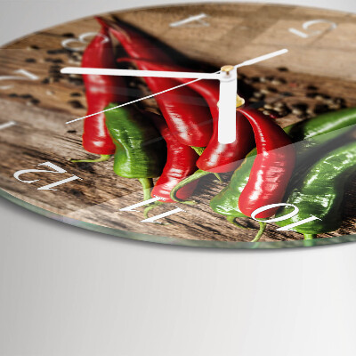 Glas wanduhr Chilischoten