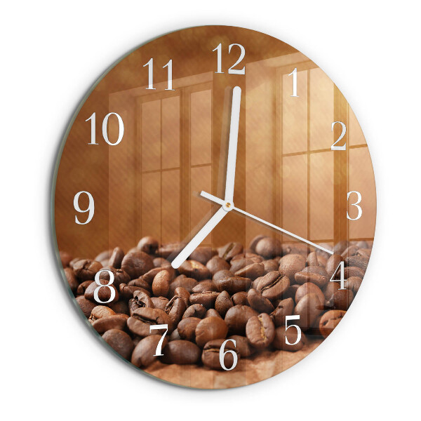 Glas wanduhr Kaffeebohnen
