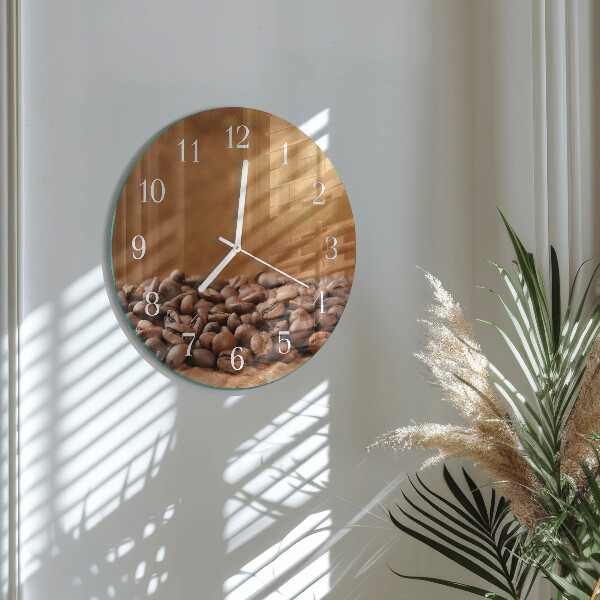 Glas wanduhr Kaffeebohnen