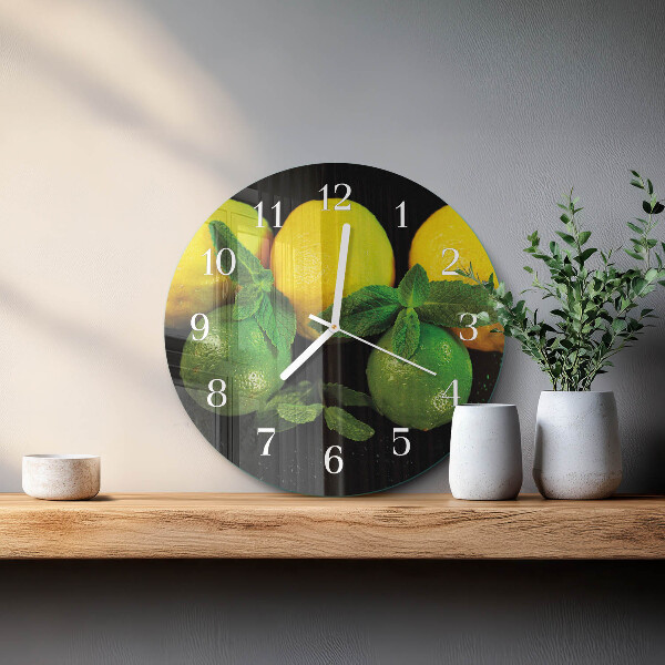 Glas wanduhr Zitronen