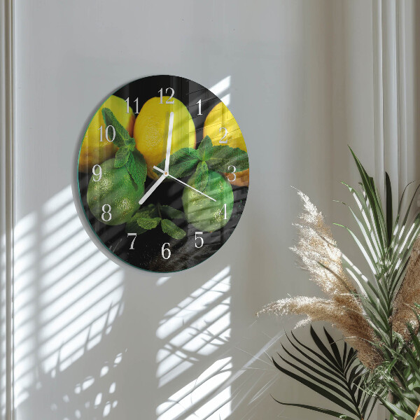 Glas wanduhr Zitronen