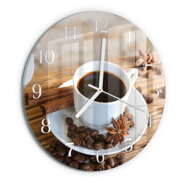 Glas wanduhr Kaffee