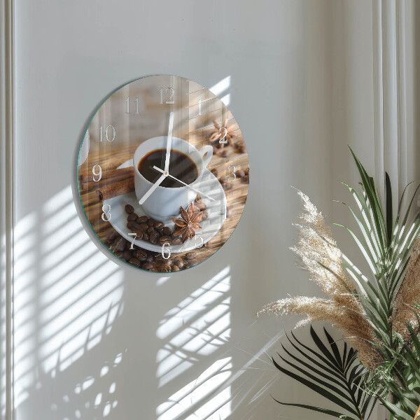 Glas wanduhr Kaffee