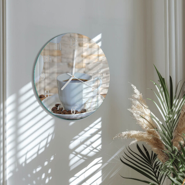 Glas wanduhr Kaffee