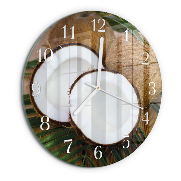 Glas wanduhr Kokosnüsse