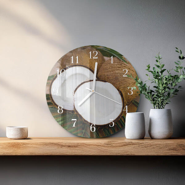Glas wanduhr Kokosnüsse