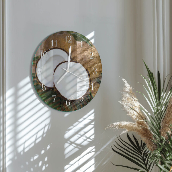 Glas wanduhr Kokosnüsse