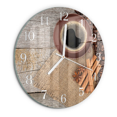 Glas wanduhr Kaffeebohnen