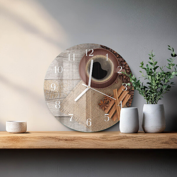 Glas wanduhr Kaffeebohnen