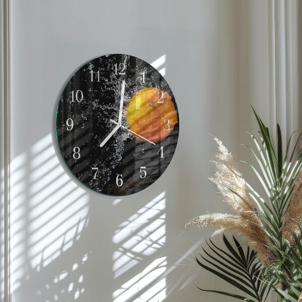 Glas wanduhr Orange