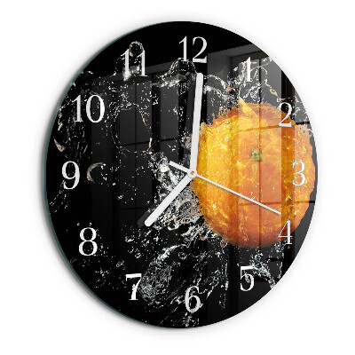 Glas wanduhr Orange
