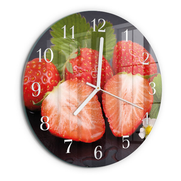 Glas wanduhr Erdbeeren